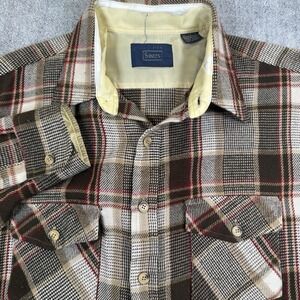 Vintage Sears Flannel Shirt Plaid Button Up Soft Acrylic Western Style 70s Large